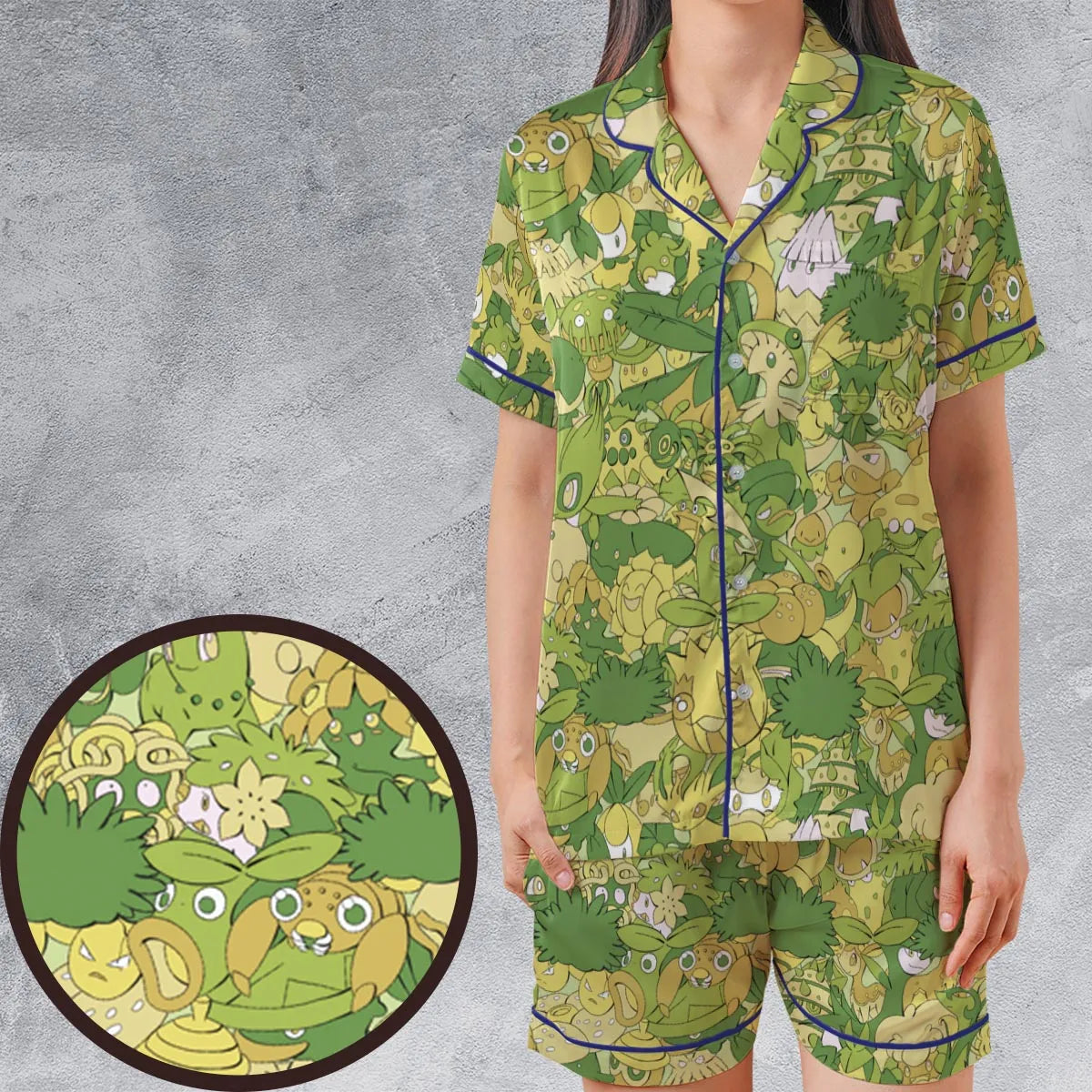Satin Short-Sleeve Pajamas Set - 9ZPKWHYE