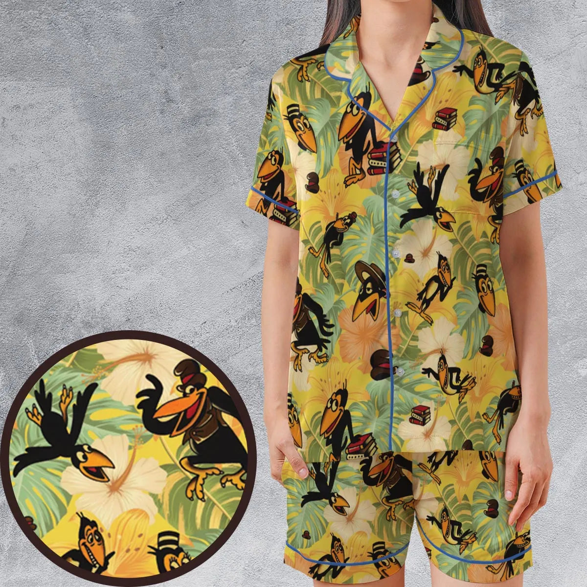 Satin Short-Sleeve Pajamas Set - X552BYJU