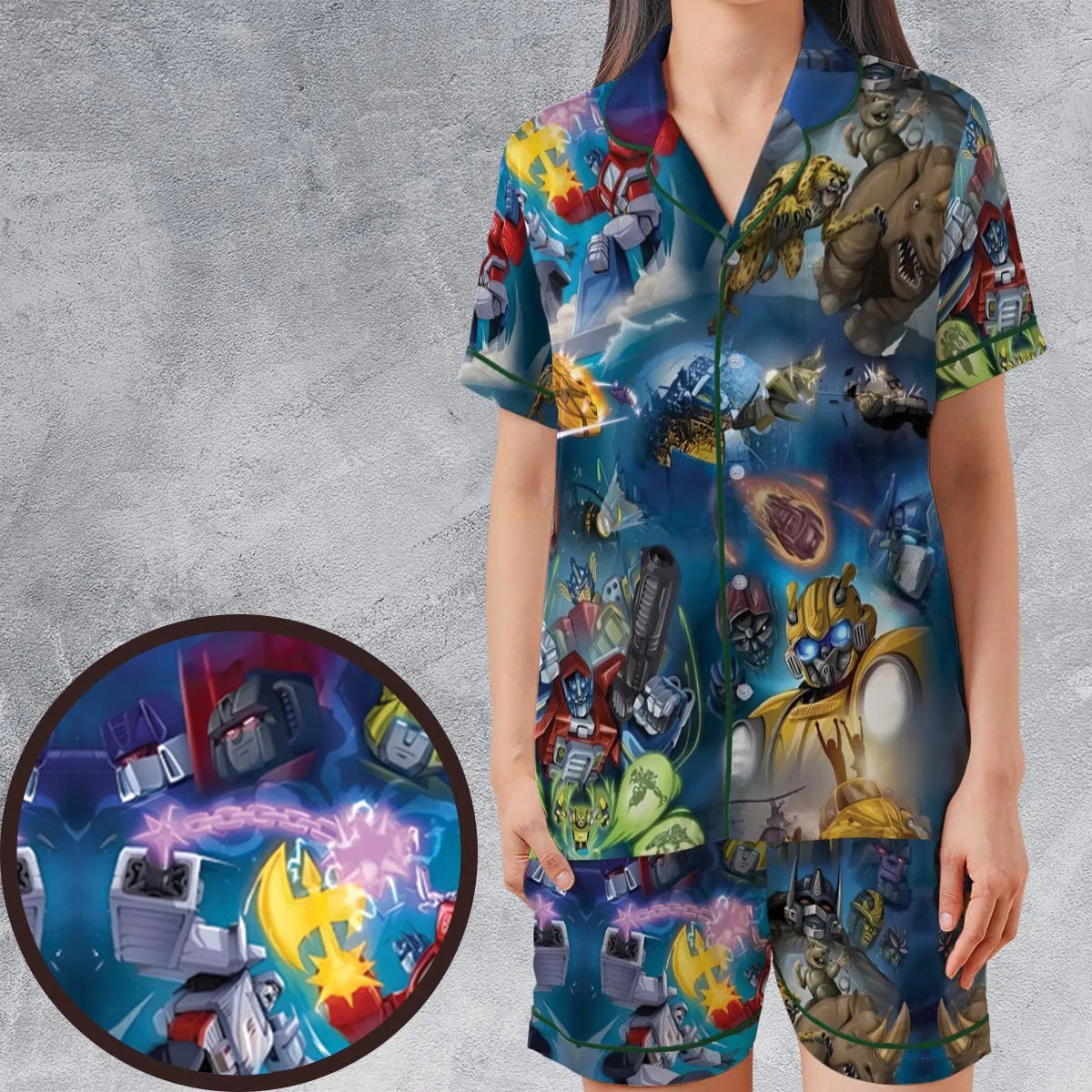 Satin Short-Sleeve Pajamas Set - 9655P8RS