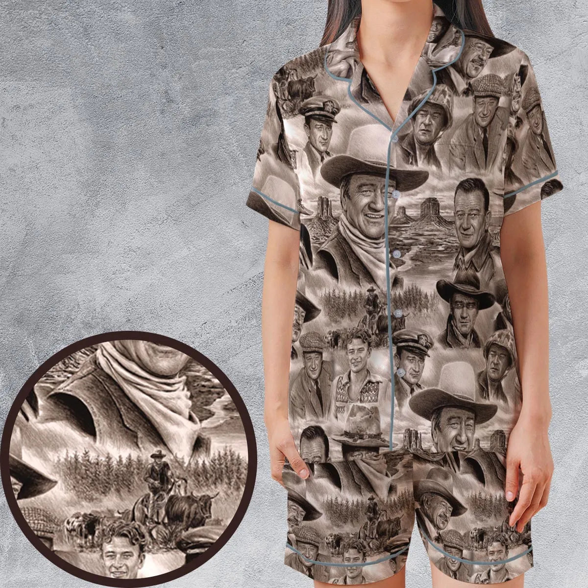 Satin Short-Sleeve Pajamas Set - SHQB2TES