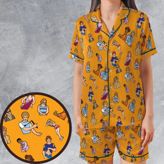 Satin Short-Sleeve Pajamas Set - QNAVH8J6