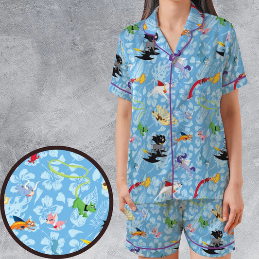 Satin Short-Sleeve Pajamas Set - 3DW4MZHH