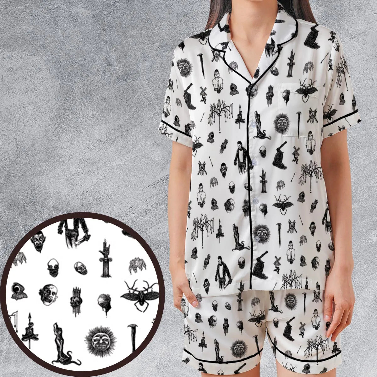 Satin Short-Sleeve Pajamas Set - CS1VS3H5