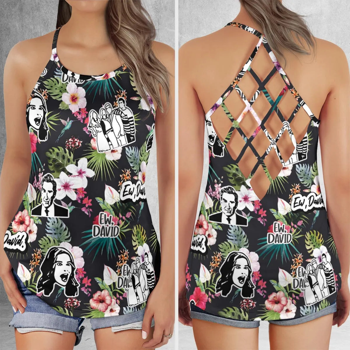 Criss Cross Tank Top - B2ZQGE7U