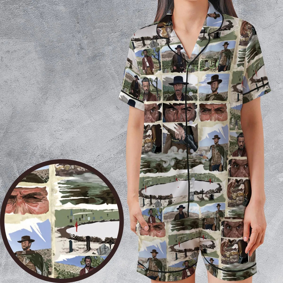 Satin Short-Sleeve Pajamas Set - WP125F1T