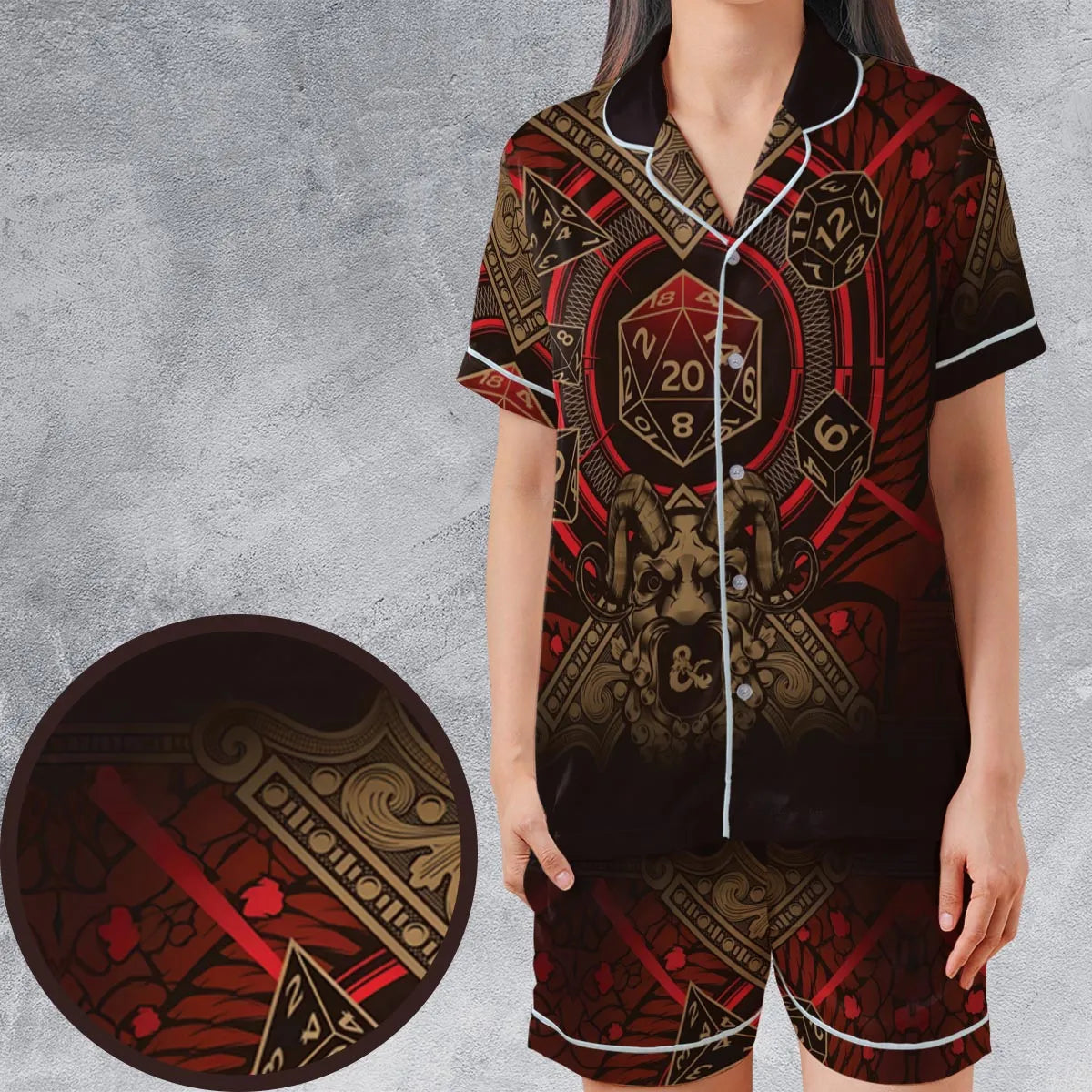 Satin Short-Sleeve Pajamas Set - 7DMW37BV