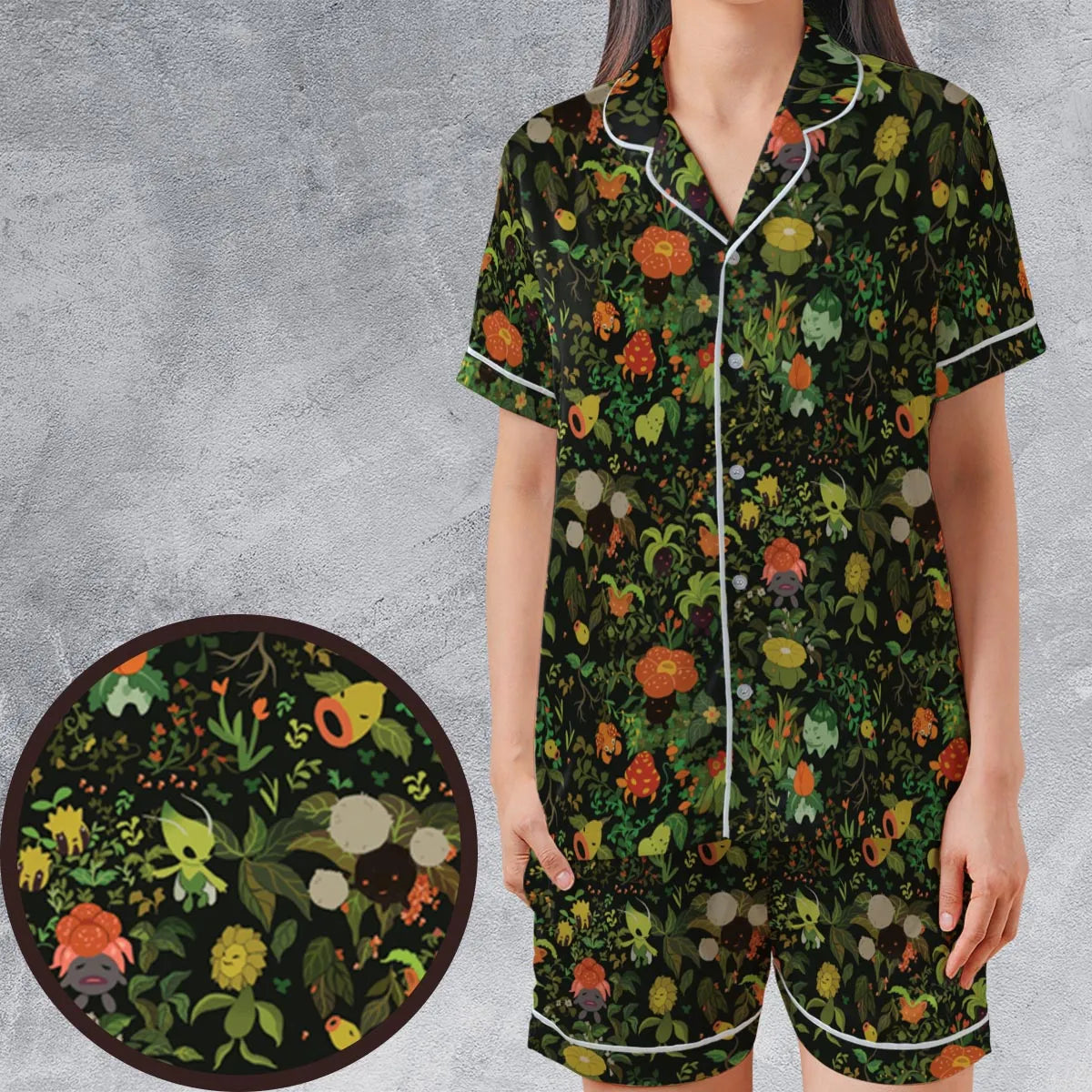 Satin Short-Sleeve Pajamas Set - QK5HR9LQ