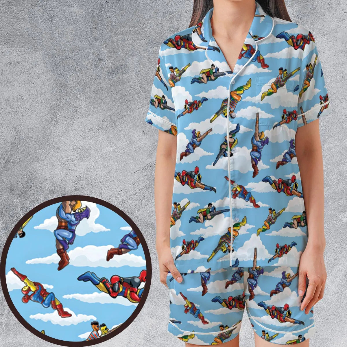 Satin Short-Sleeve Pajamas Set - EK3Z1B9A