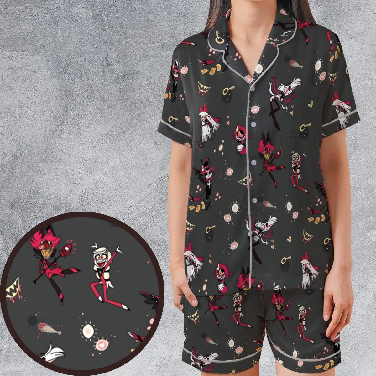 Satin Short-Sleeve Pajamas Set - VTL58ADK
