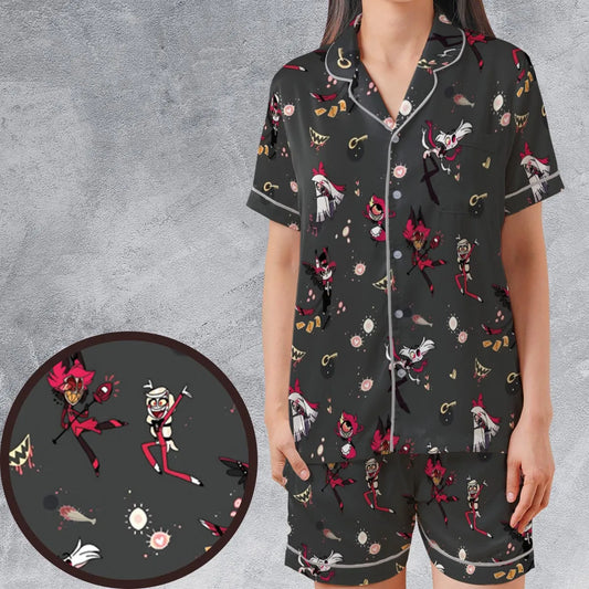Satin Short-Sleeve Pajamas Set - VTL58ADK