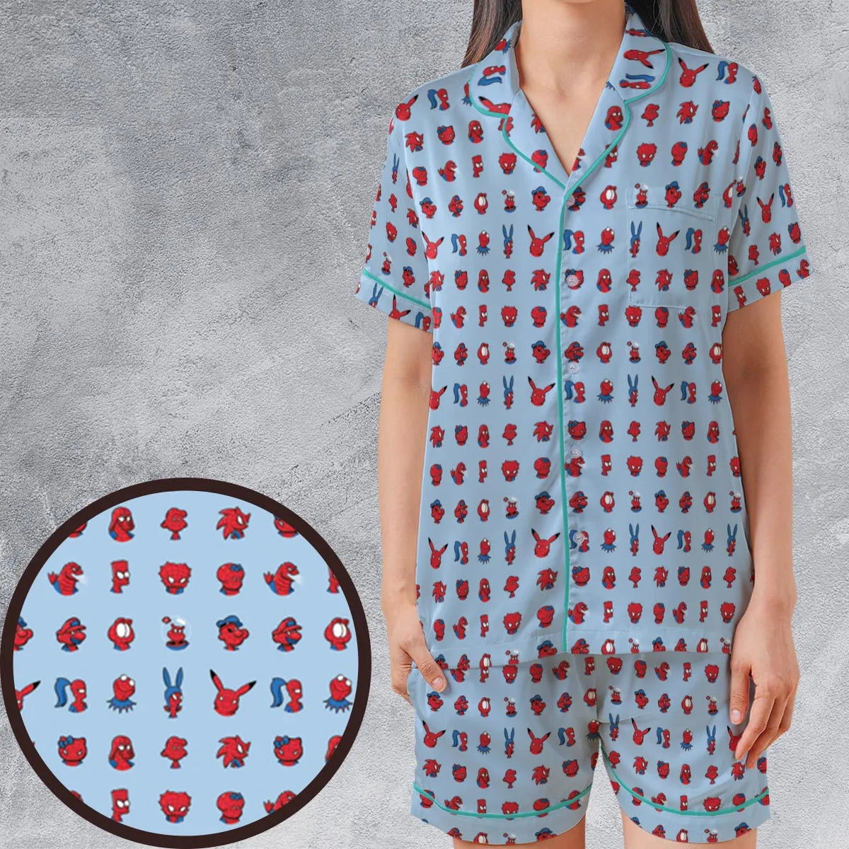 Satin Short-Sleeve Pajamas Set - ACN53G1S