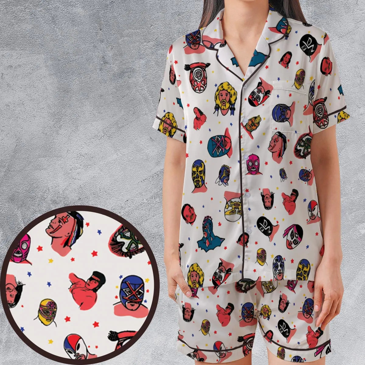 Satin Short-Sleeve Pajamas Set - J2JMQYB5