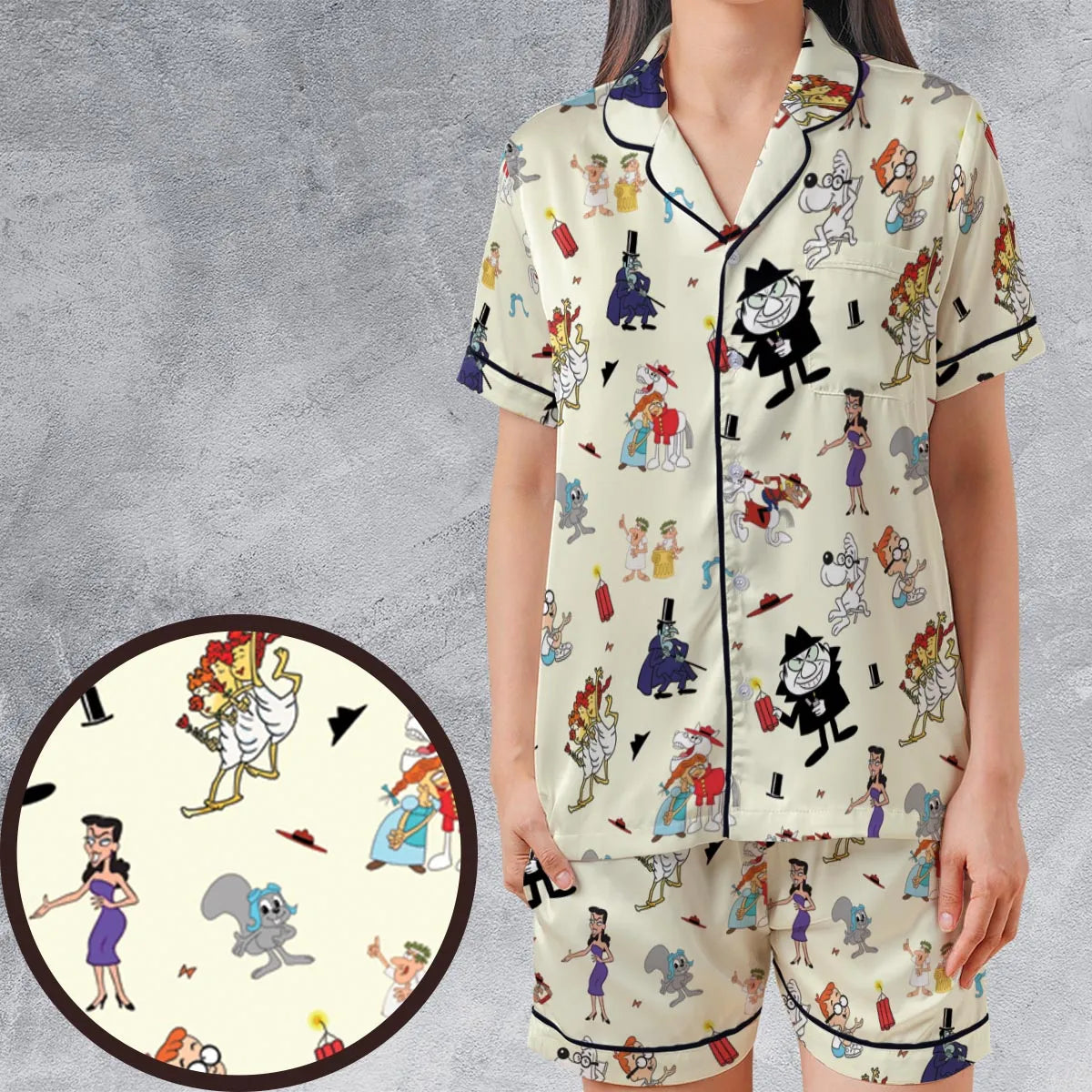 Satin Short-Sleeve Pajamas Set - LXXF3UX6