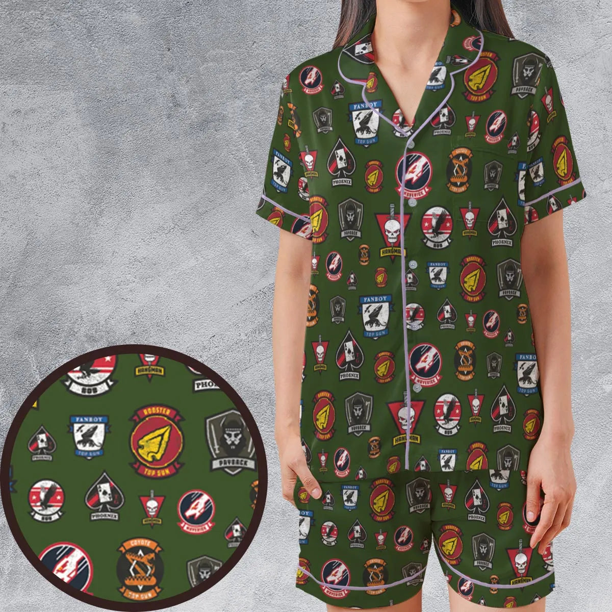 Satin Short-Sleeve Pajamas Set - XZ296FZW