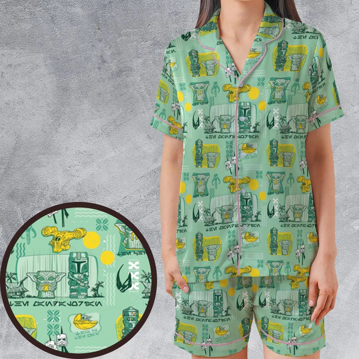 Satin Short-Sleeve Pajamas Set - KEK7L5VT