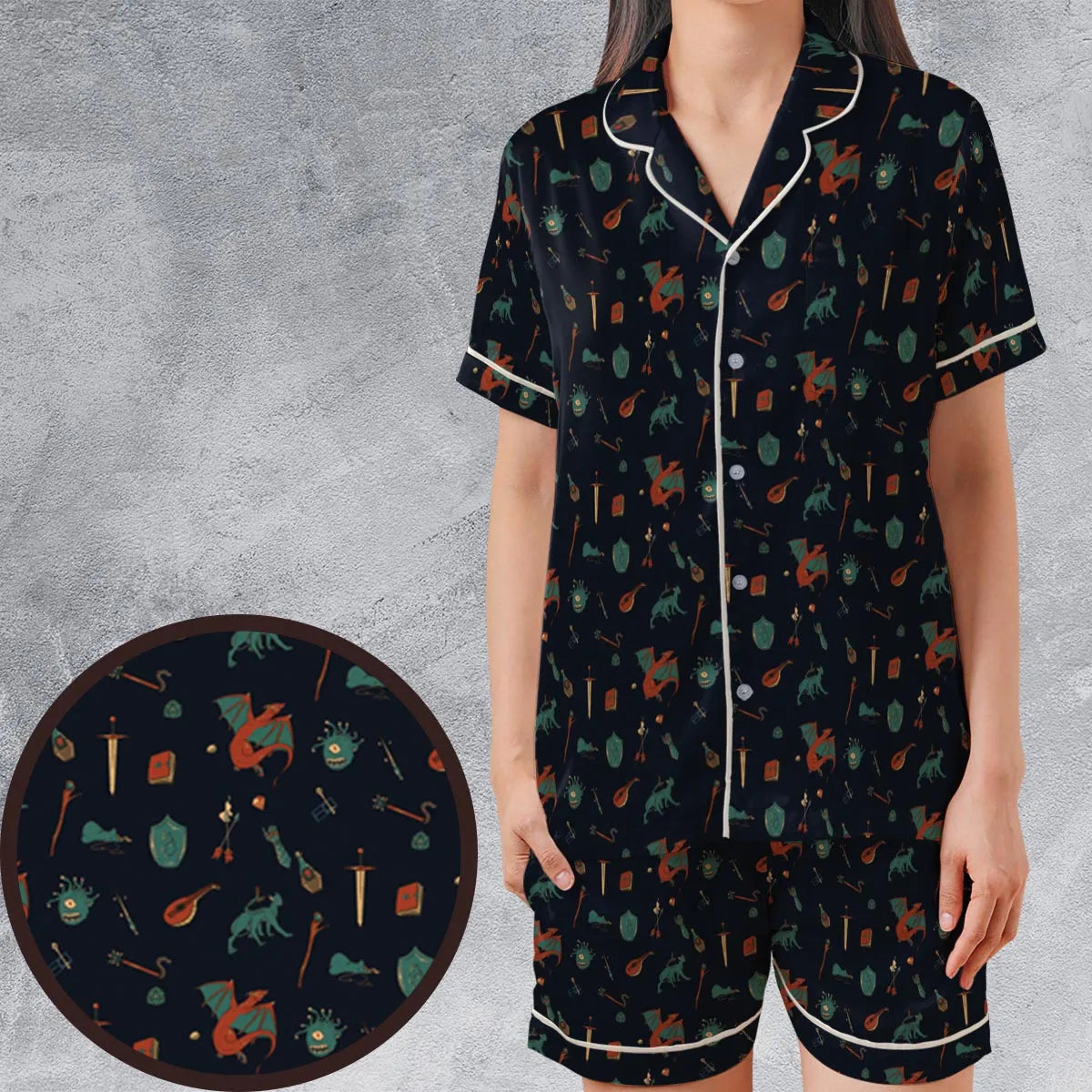 Satin Short-Sleeve Pajamas Set - DYJ4H3DW