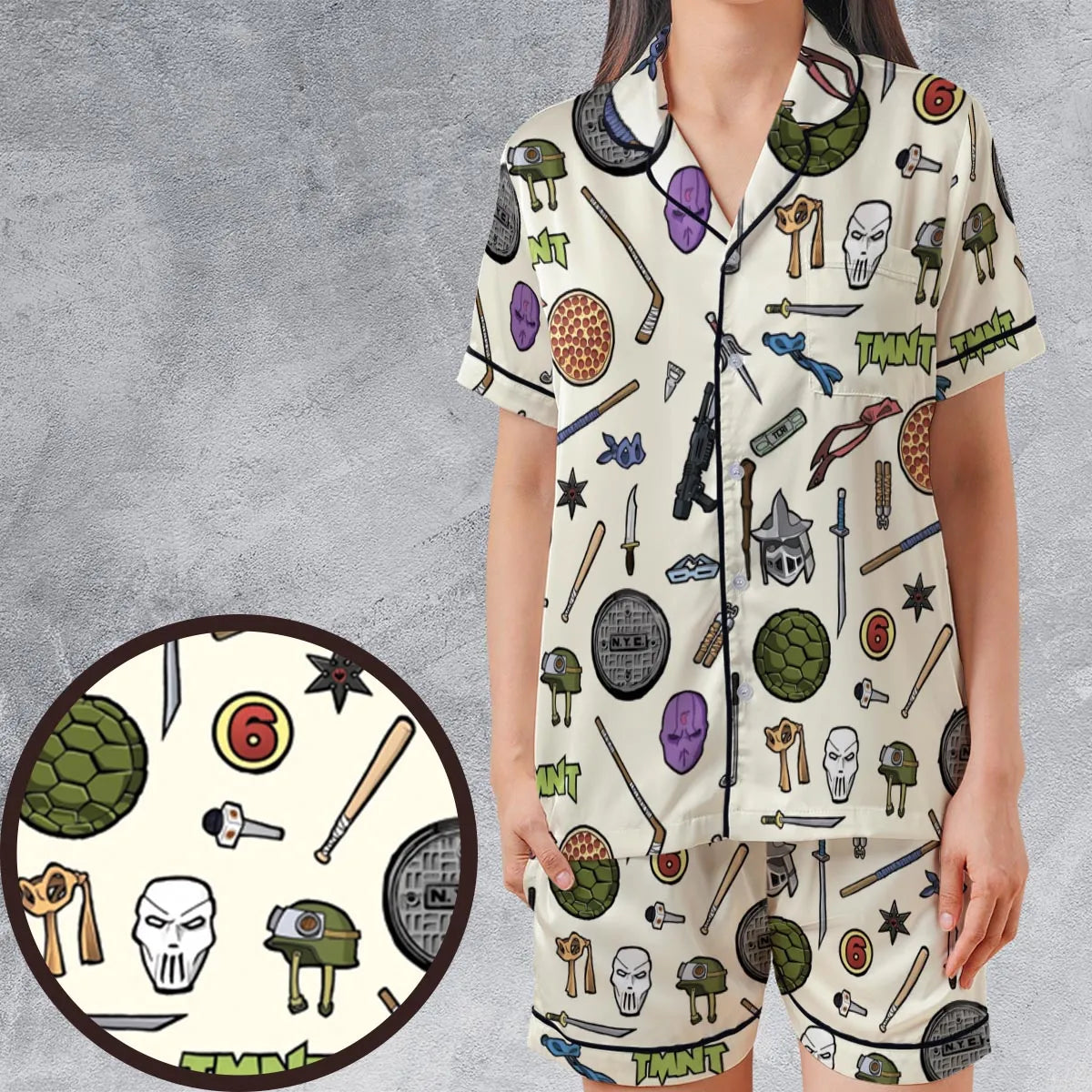 Satin Short-Sleeve Pajamas Set - JNE57JGT