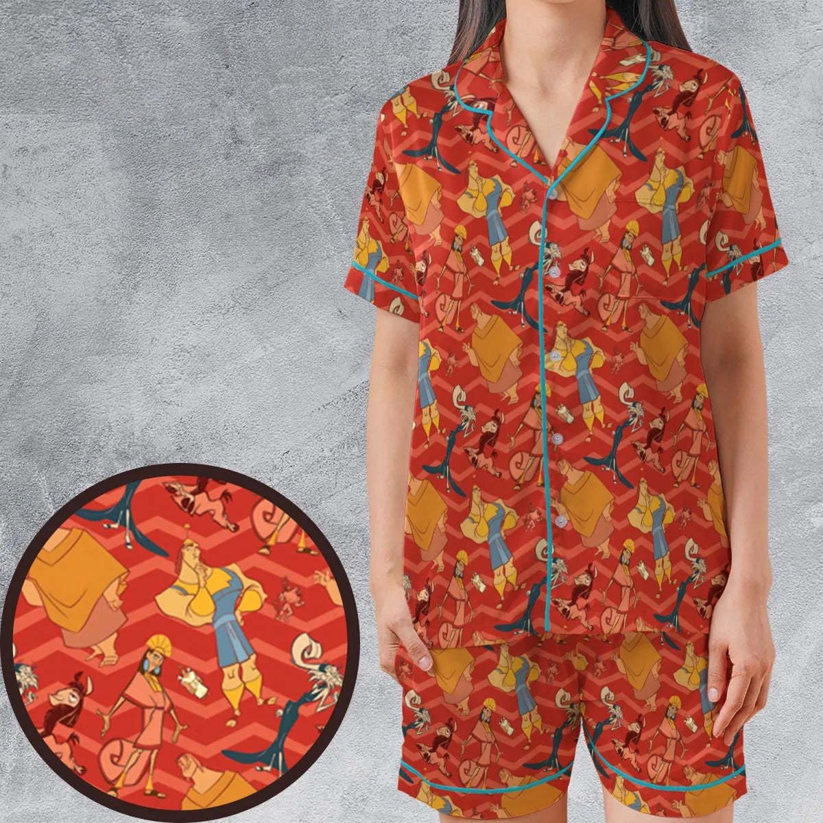 Satin Short-Sleeve Pajamas Set - MTE3QJ8H