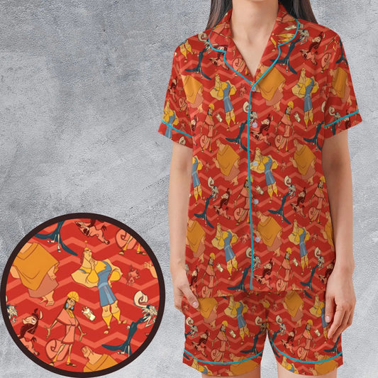 Satin Short-Sleeve Pajamas Set - MTE3QJ8H