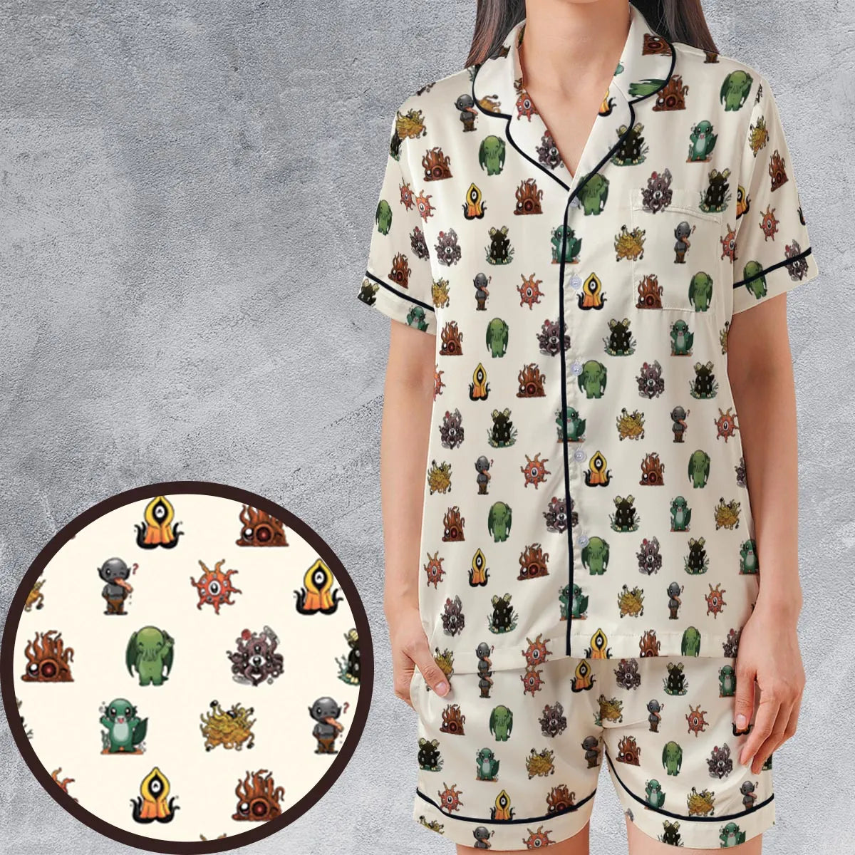 Satin Short-Sleeve Pajamas Set - ZMK7ABMN