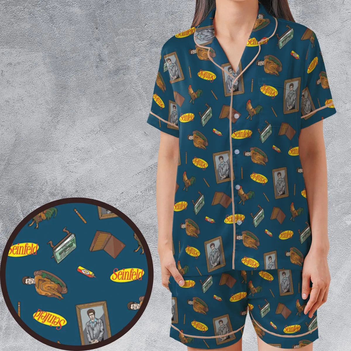 Satin Short-Sleeve Pajamas Set - B321WNPS