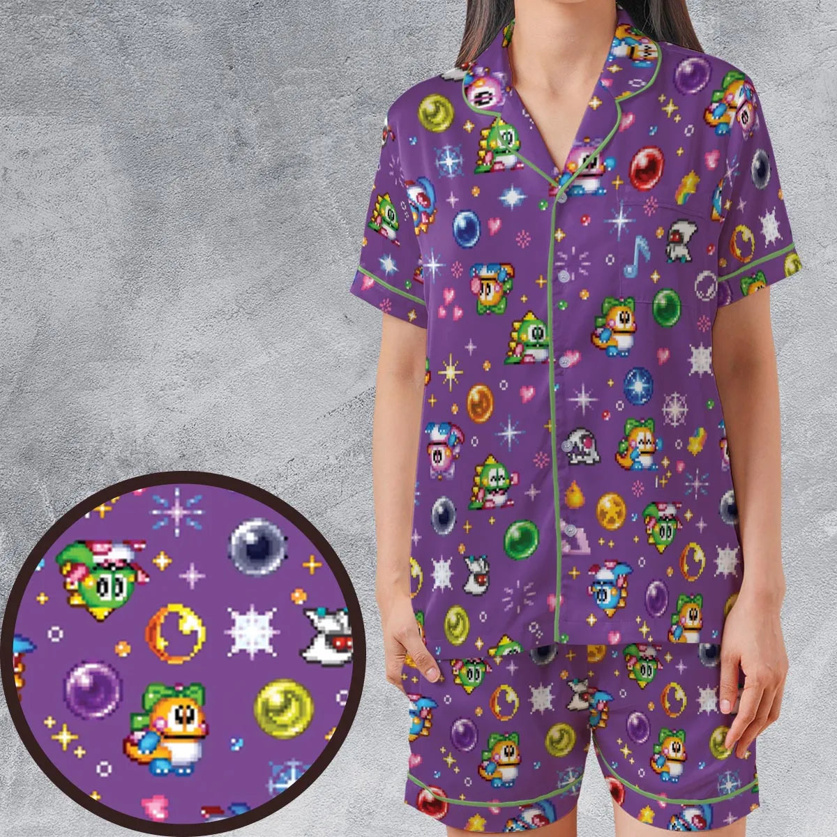 Satin Short-Sleeve Pajamas Set - 38EV5X23