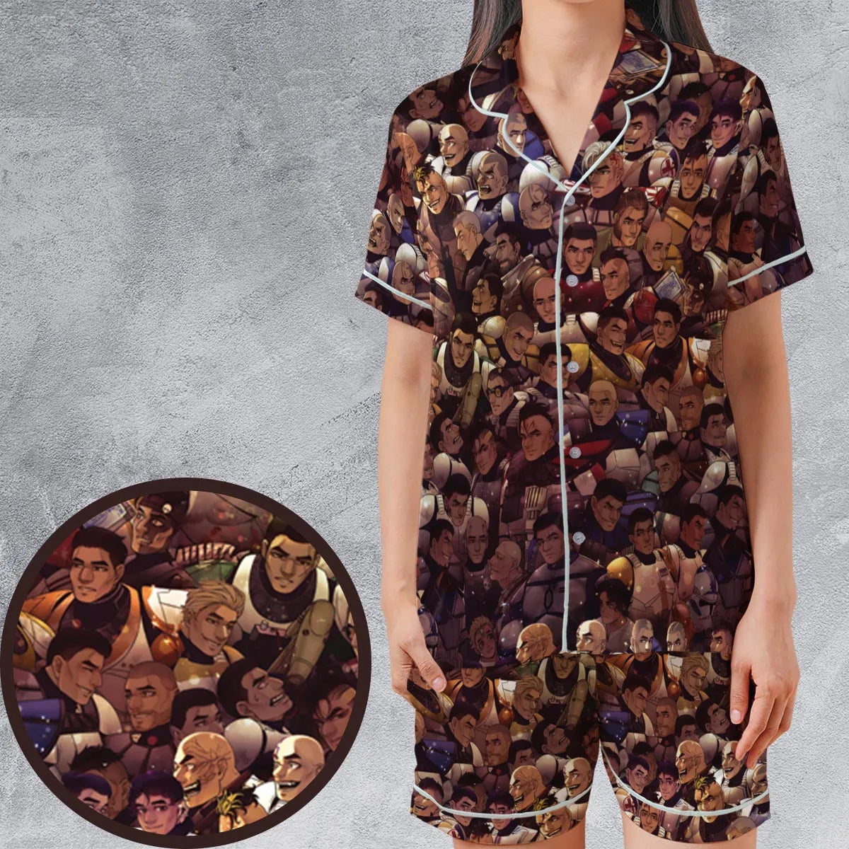 Satin Short-Sleeve Pajamas Set - T8HLT9WH
