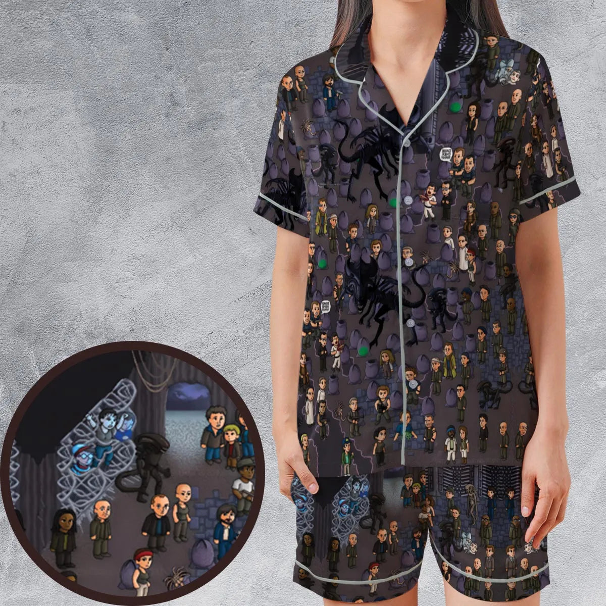 Satin Short-Sleeve Pajamas Set - UYNMSRSF