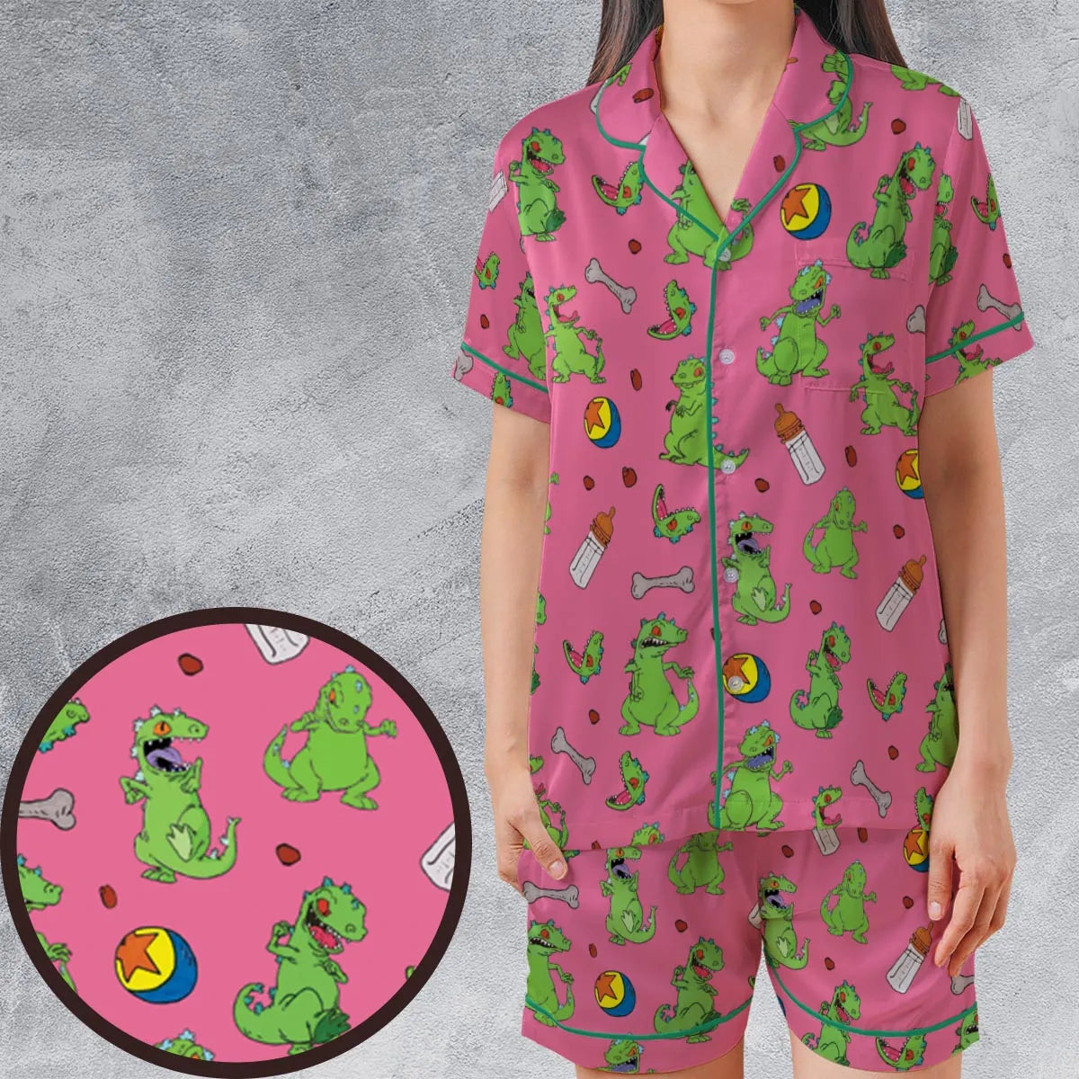 Satin Short-Sleeve Pajamas Set - 9QY9NGU2