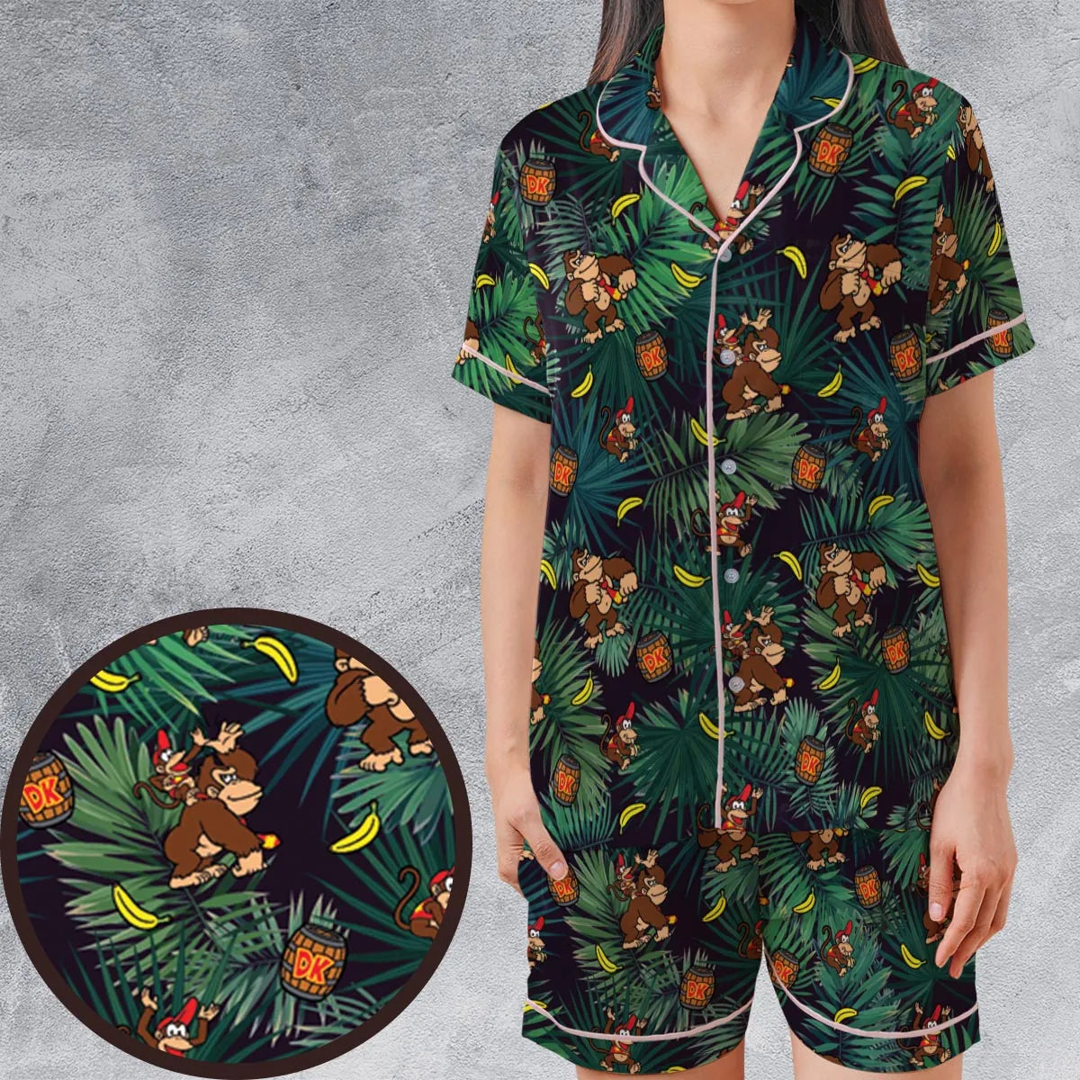 Satin Short-Sleeve Pajamas Set - YQNXU5H3