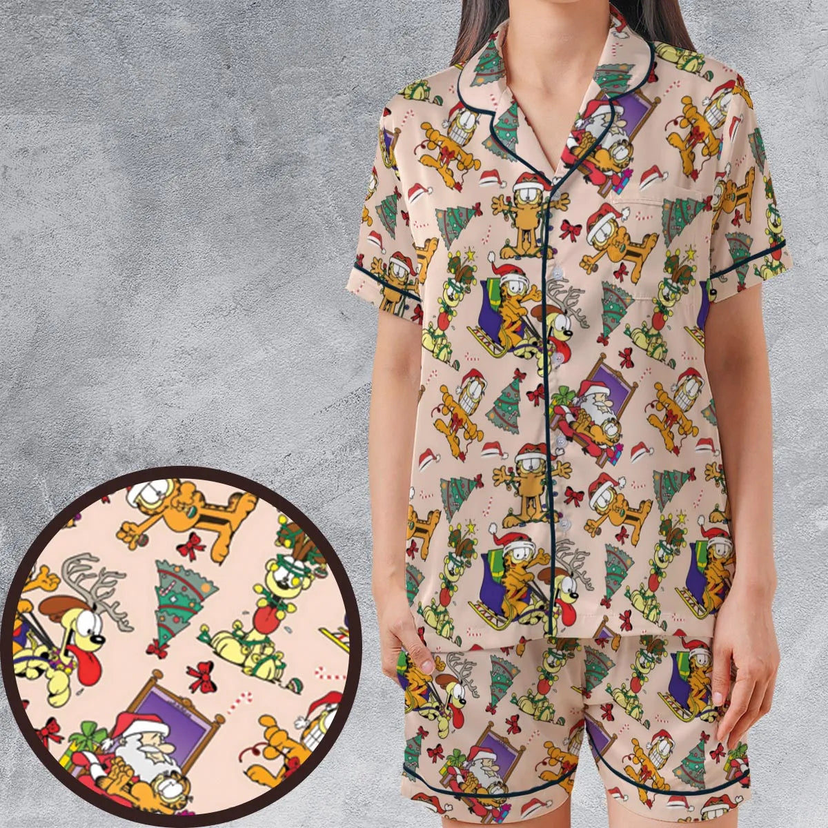 Satin Short-Sleeve Pajamas Set - 427AV477