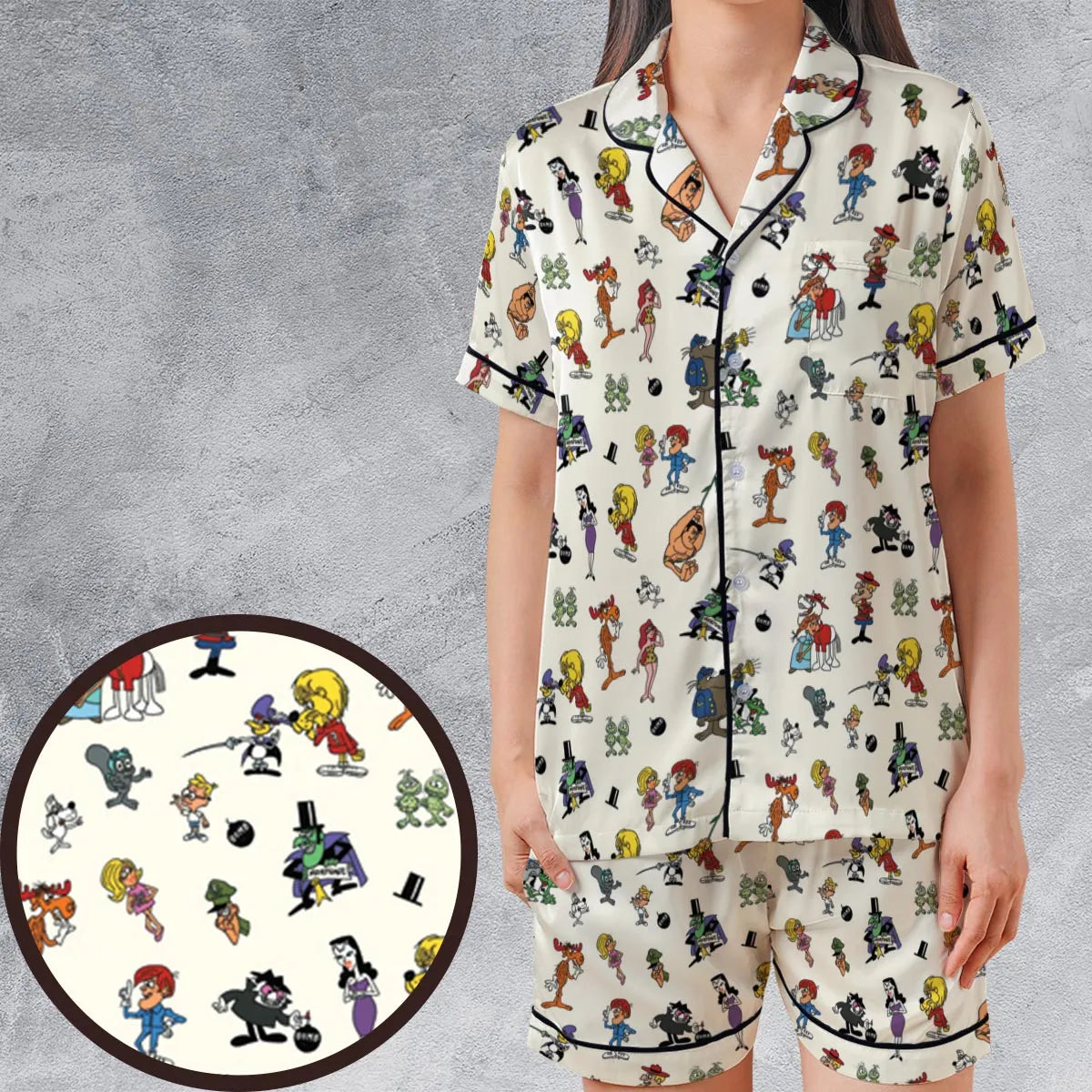 Satin Short-Sleeve Pajamas Set - XCJ2Q9CZ
