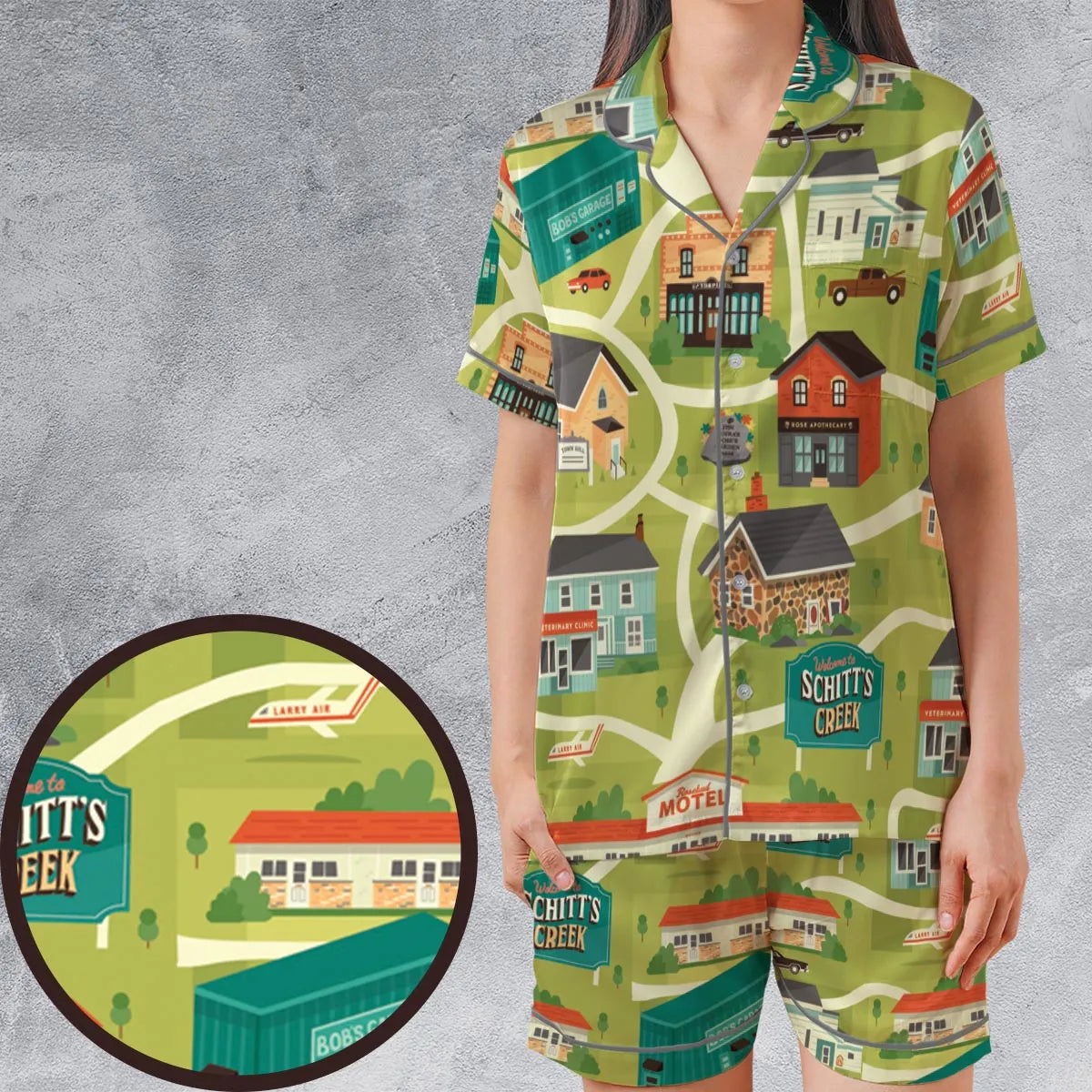 Satin Short-Sleeve Pajamas Set - 3JGXAXYM