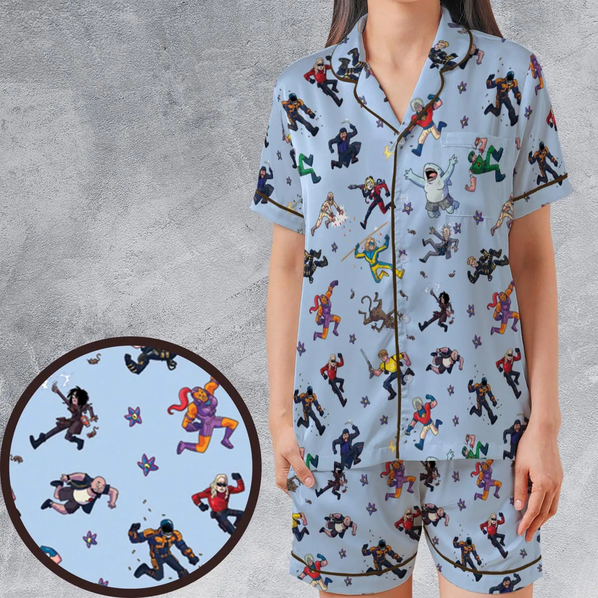 Satin Short-Sleeve Pajamas Set - 7GQC1ZHD