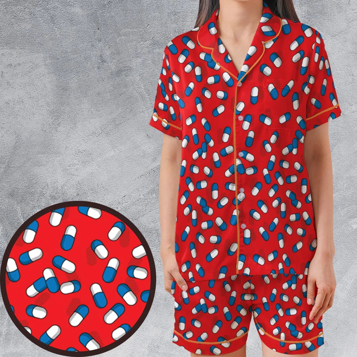 Satin Short-Sleeve Pajamas Set - KZNYUH8P