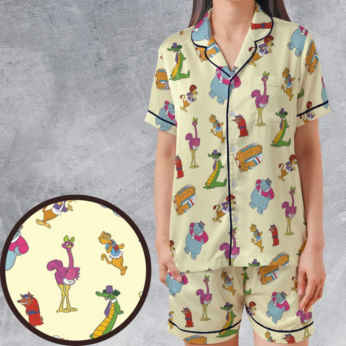 Satin Short-Sleeve Pajamas Set - 5JR26YGV