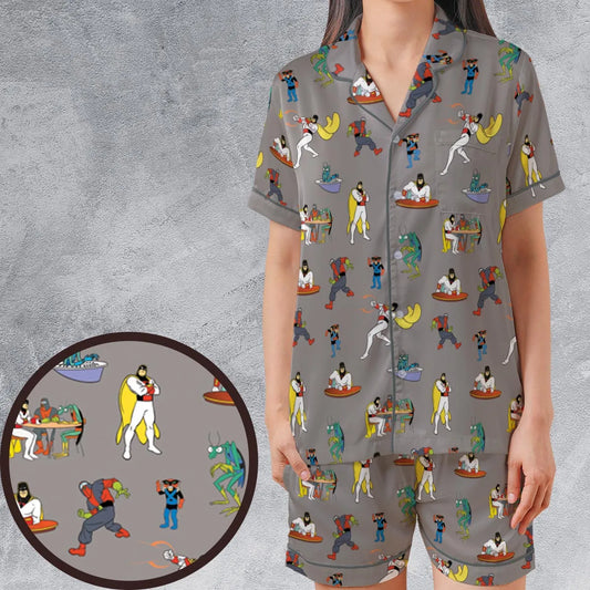 Satin Short-Sleeve Pajamas Set - JZDVWEL7