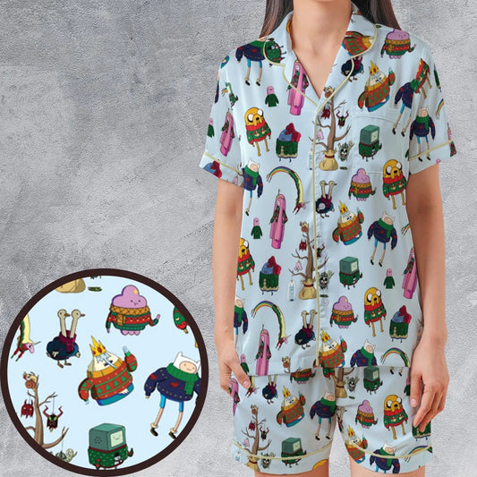 Satin Short-Sleeve Pajamas Set - YU48LLDN