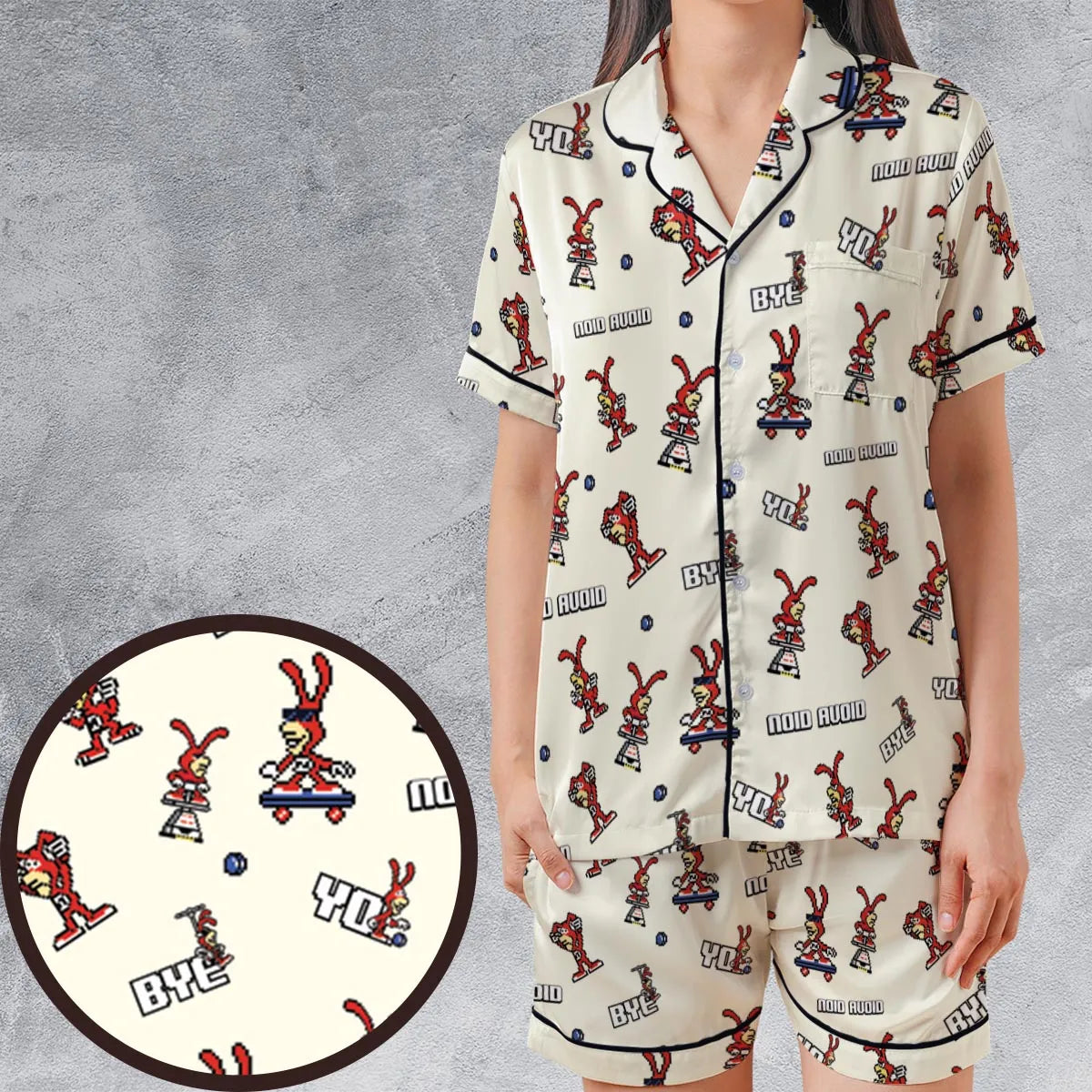 Satin Short-Sleeve Pajamas Set - YQ37JQVN