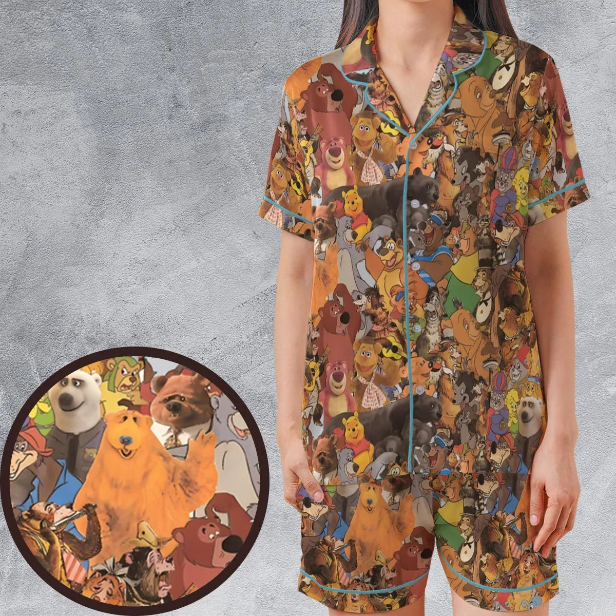 Satin Short-Sleeve Pajamas Set - HFBVS3DG