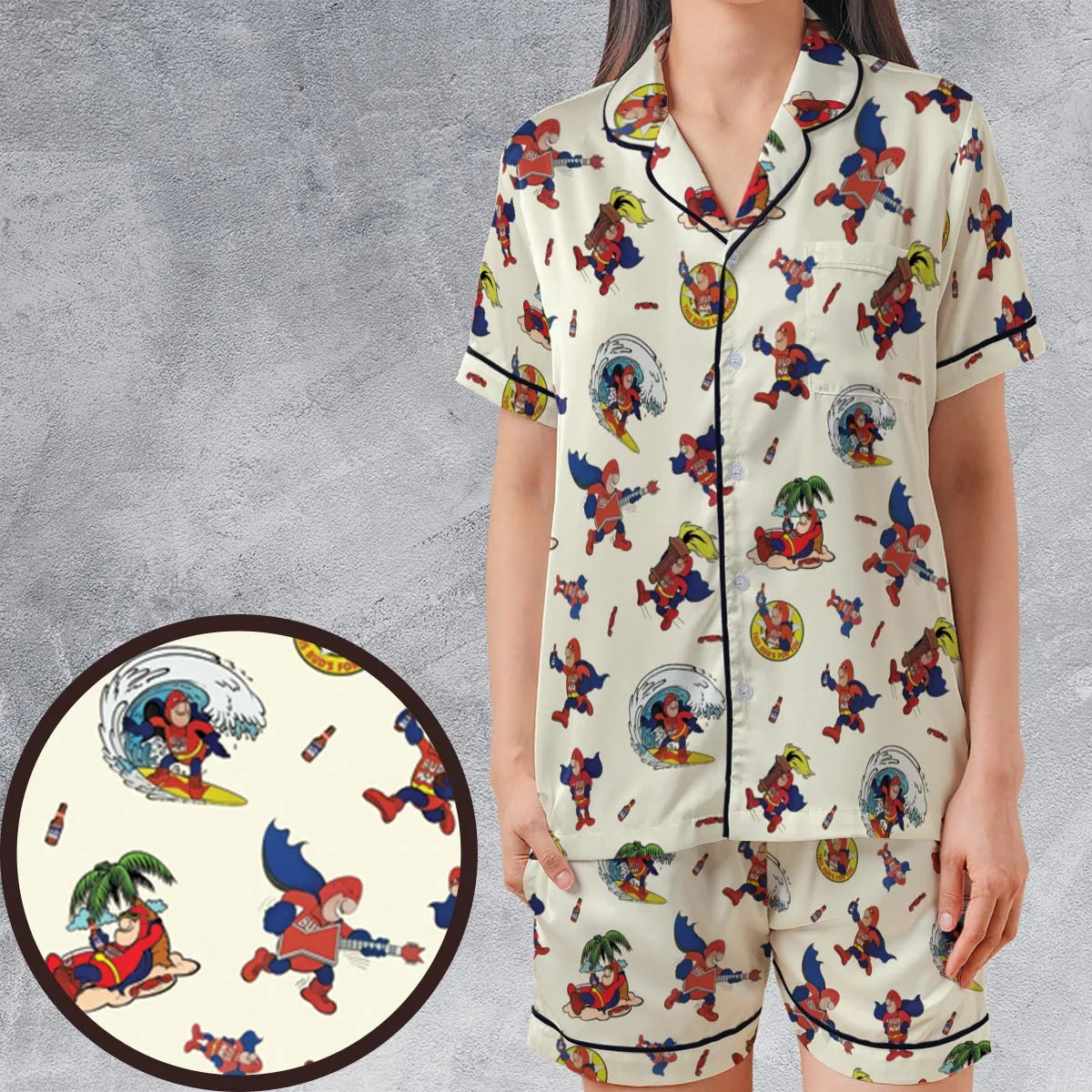 Satin Short-Sleeve Pajamas Set - JF9V3GX9