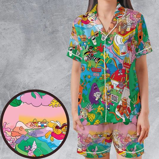 Satin Short-Sleeve Pajamas Set - LHMSAJ5C