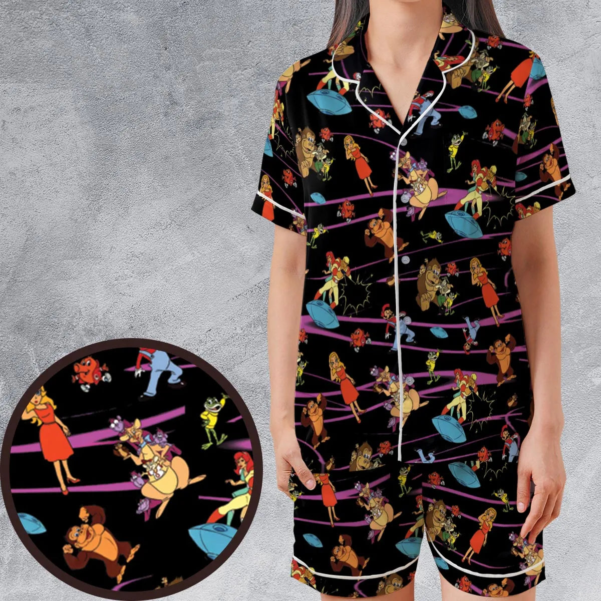 Satin Short-Sleeve Pajamas Set - 387VANYS