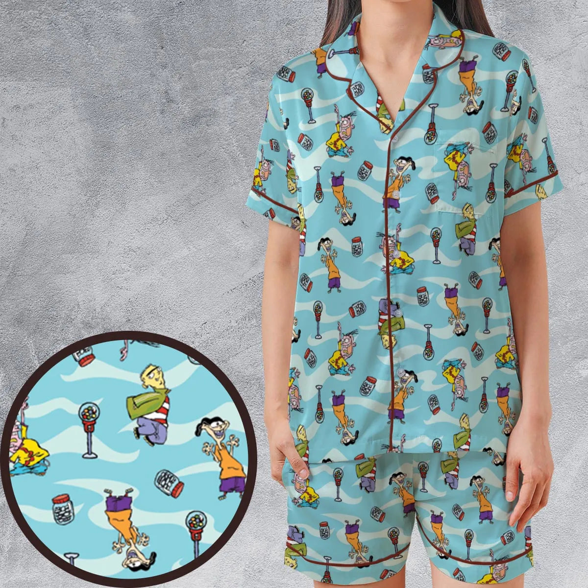 Satin Short-Sleeve Pajamas Set - K8U5BRQY