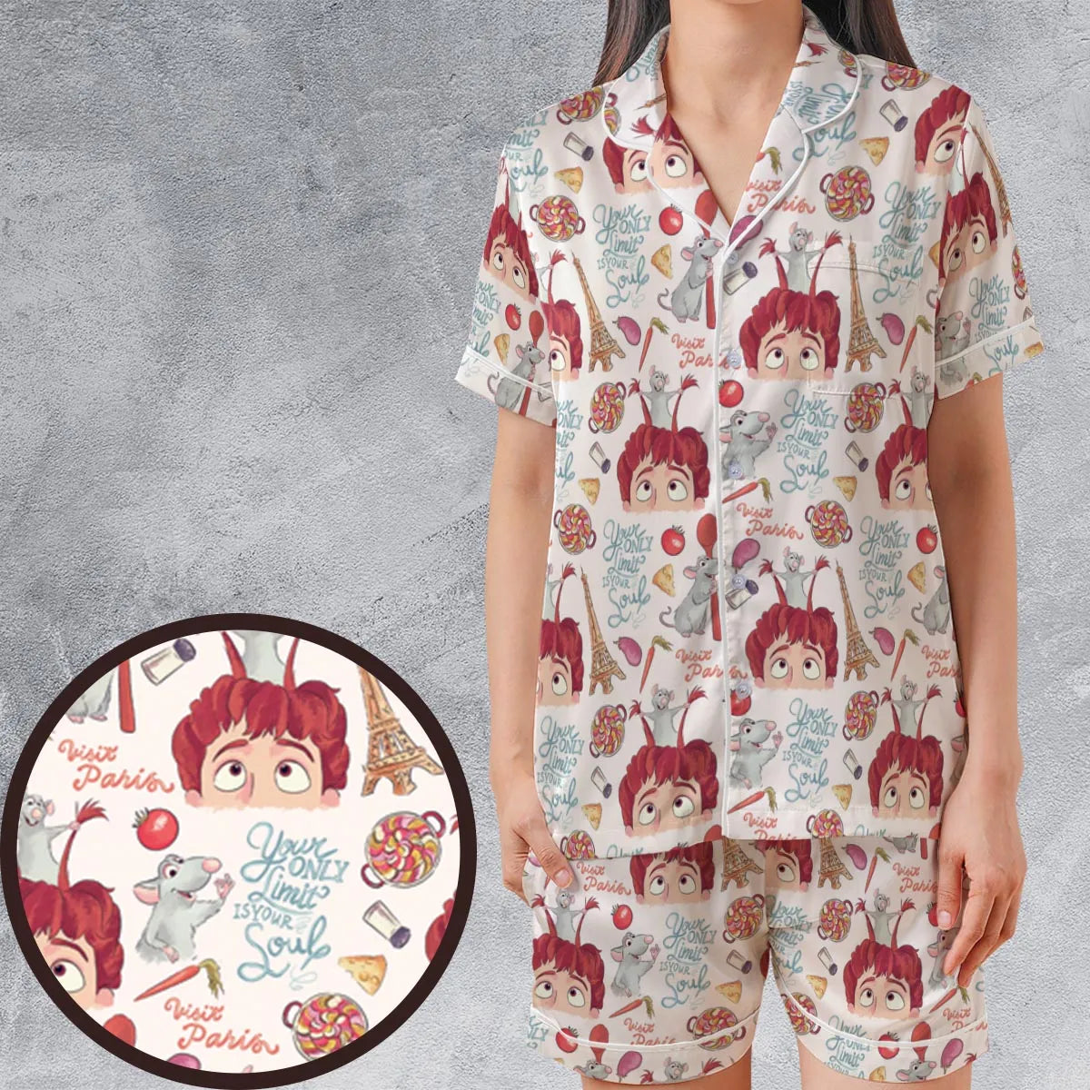 Satin Short-Sleeve Pajamas Set - 8P8EPWRG