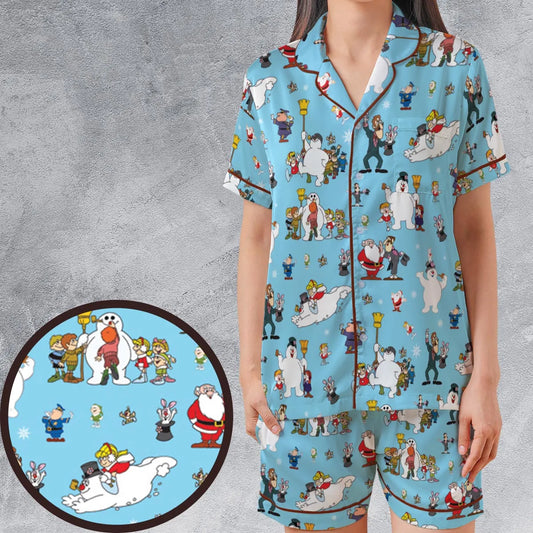 Satin Short-Sleeve Pajamas Set - 9DSDDYNR