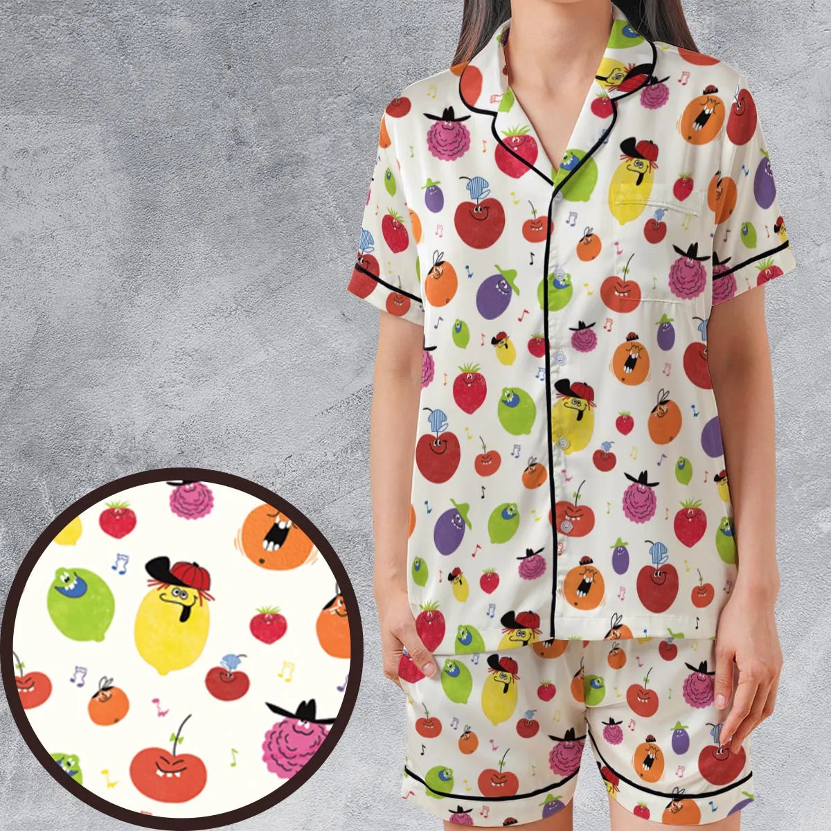 Satin Short-Sleeve Pajamas Set - CQUZJ93Q