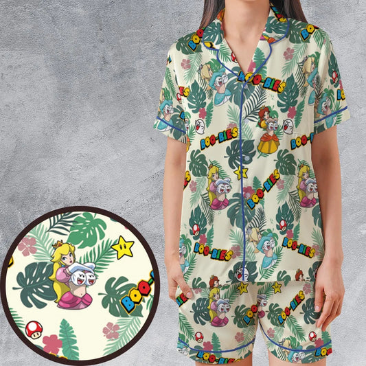 Satin Short-Sleeve Pajamas Set - 4Y9XJMA8