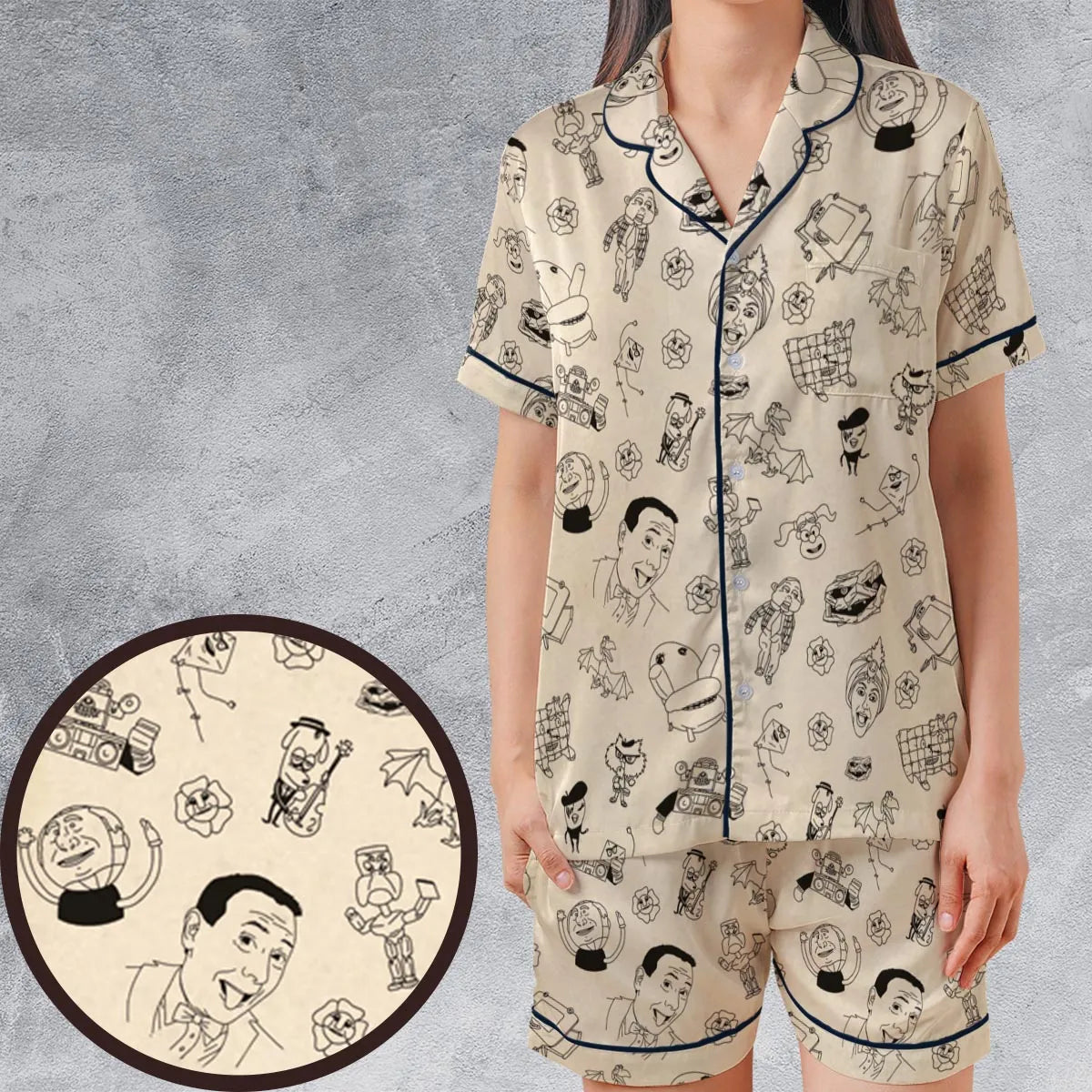 Satin Short-Sleeve Pajamas Set - JA2K57AE