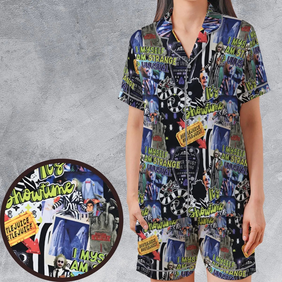 Satin Short-Sleeve Pajamas Set - RVXUGHV9